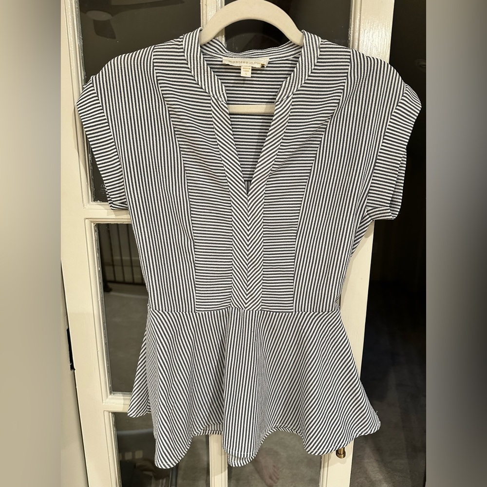 Striped Grey and White Blouse